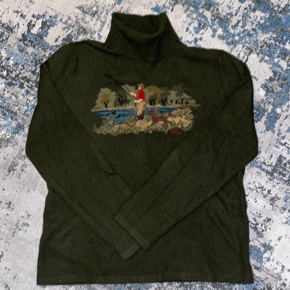 Vintage Ralph Lauren Fishing Sweater Cashmere & wool - NWOT - XL